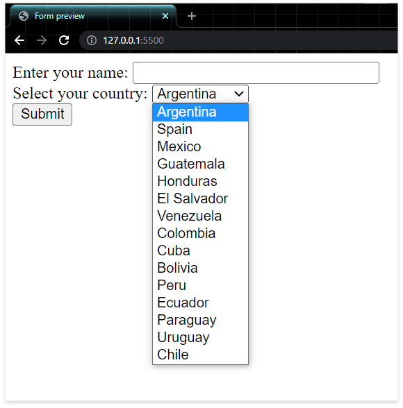 html select form